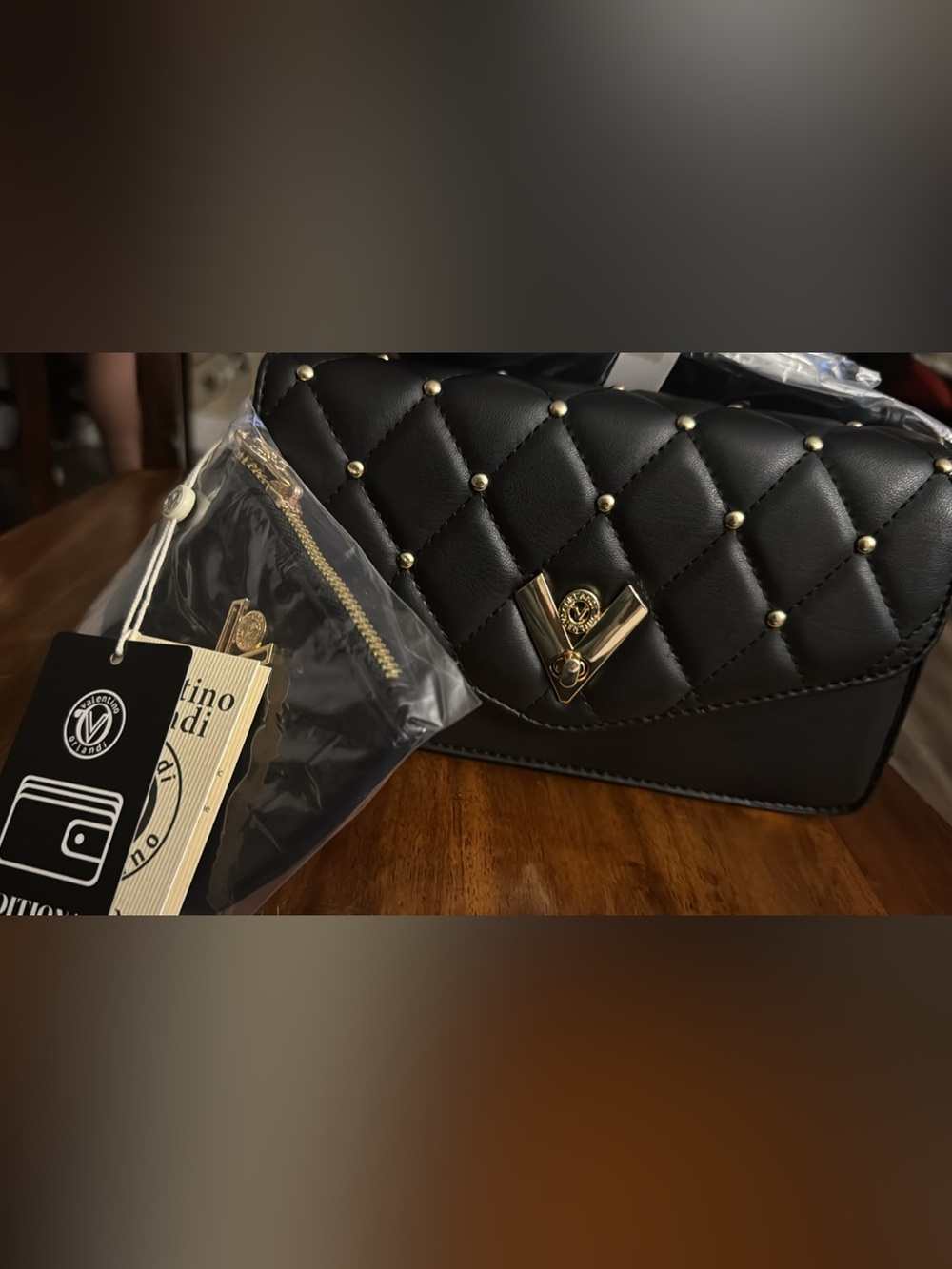 Valentino ORLANDI Black crossbody Bag with Gold Accents